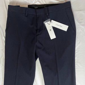 *NEW W/ TAGS* Calvin Klein Navy Blue Slim-Fit Mens Dress Pant 34x32